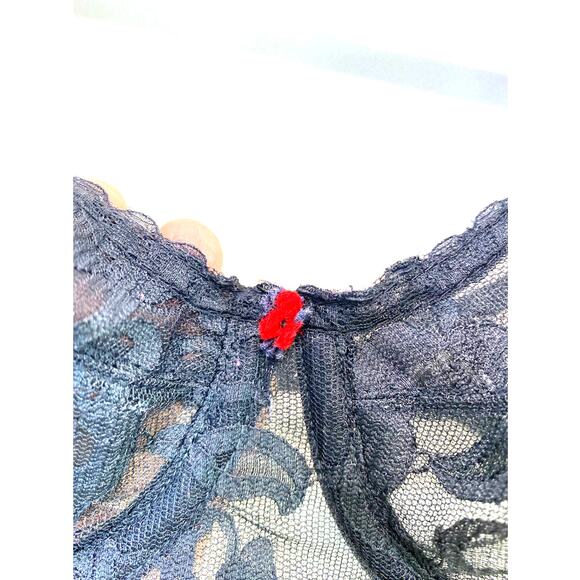 VTG Black Lace Union Made  Sheer  Carnival 34C Wire Bra - Picture 3 of 9
